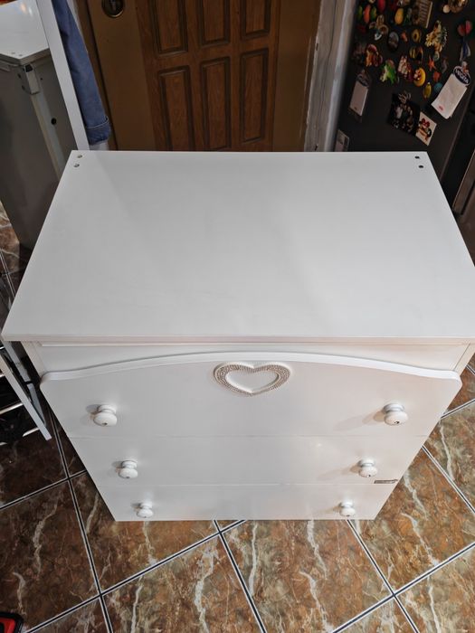 Comoda Copii Erbesi Cuoricino Alb cu cadita