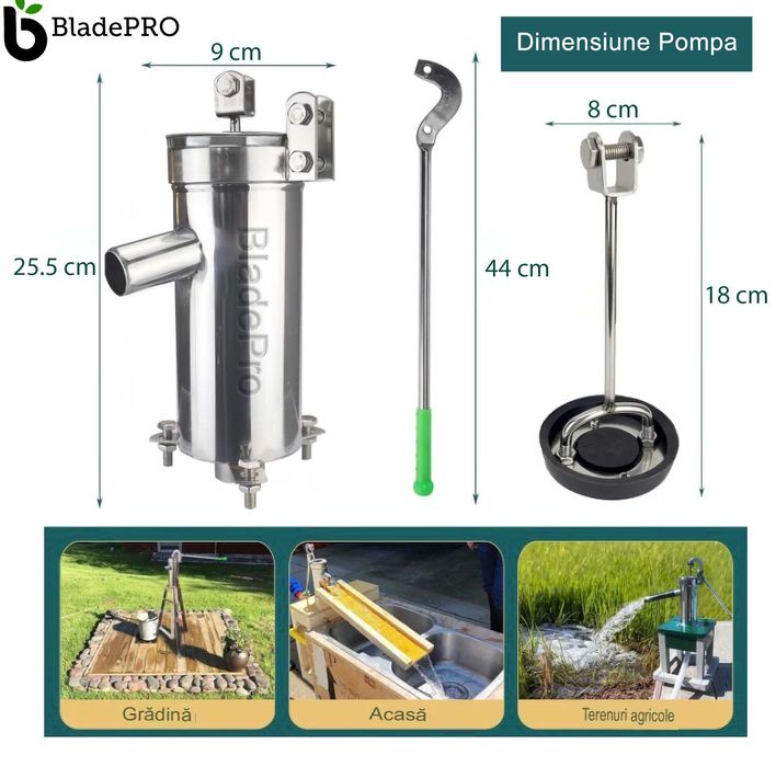 Pompa de apa manuala din inox BladePRO®, kit cu 2 garnituri de rezerva