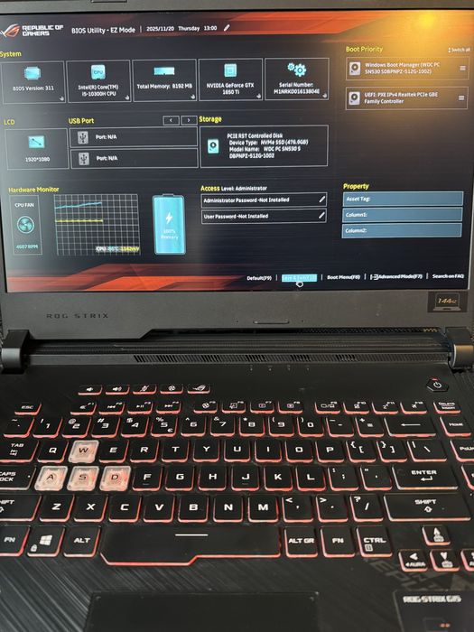 Asus Rog Strix 15, Intel i5 Nvidia GeForce Gtx 1650 Ti