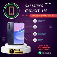 Samsung A15 halol muddatli to'lovga, samsung kredit a15