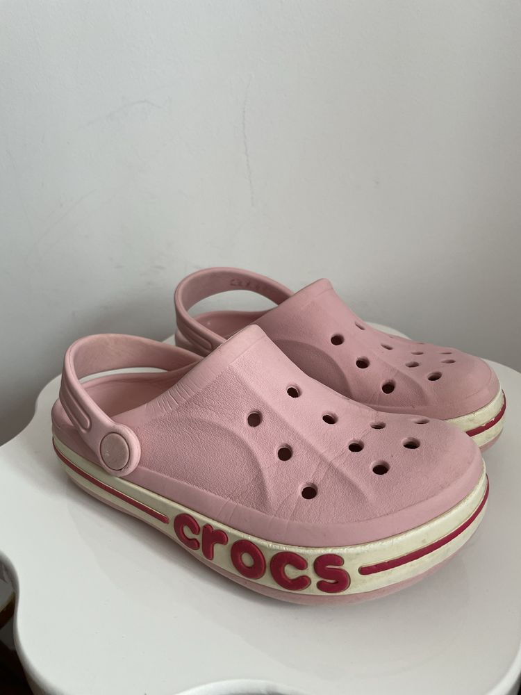 Crocs copii roz logo C13-19 cm