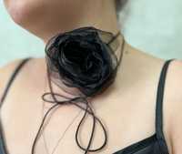 Черный Чокер Цветок Роза женский аксессуар на шею