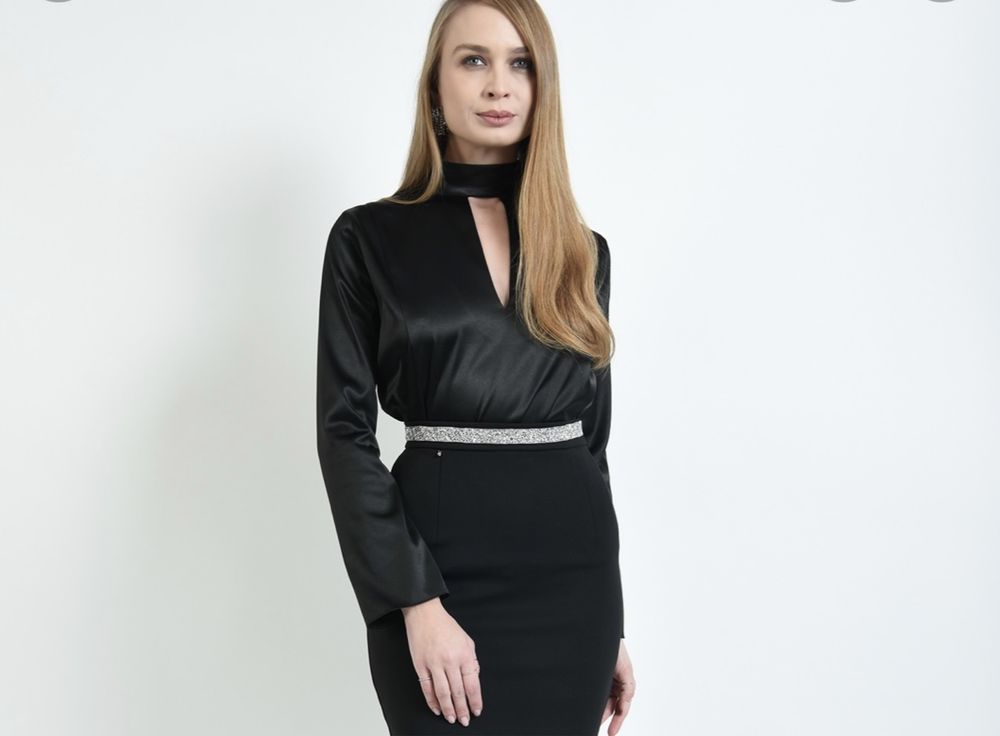 Bluza saten decupata superba dantela si snur Prive Boutique