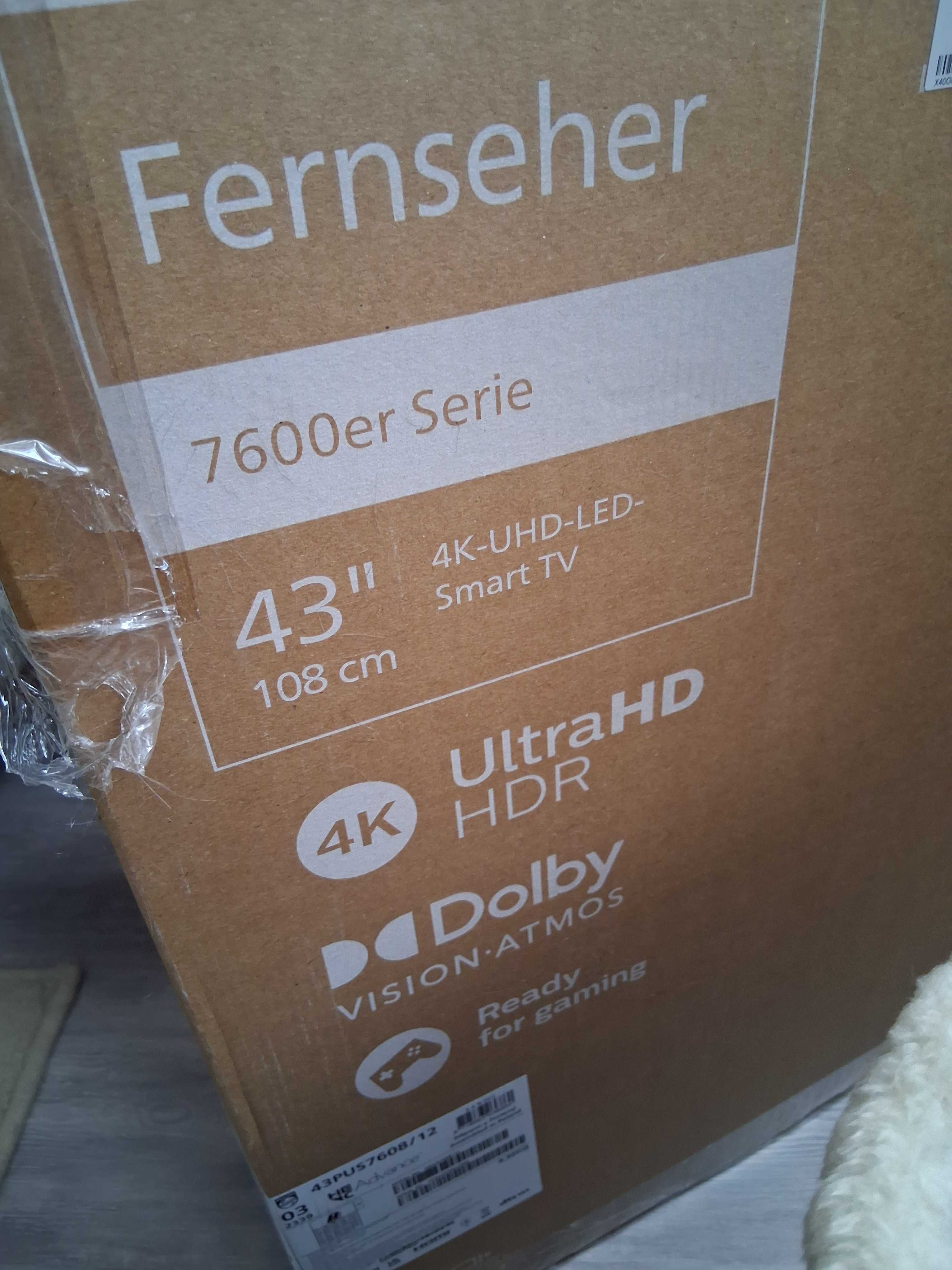 Телевизор Philips LED 43PUS7608, 43" (108 см), Smart, 4K Ultra HD