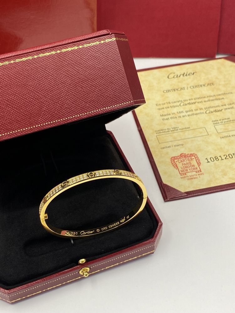 Brățară Cartier LOVE 19 Gold 750 Small Diamonds Full Box