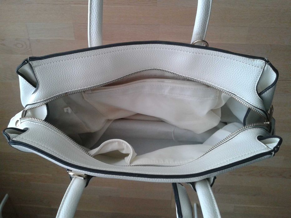 OKAZIE DE VARA Geanta de dama, alba-crem, 45cm, noua, piele ecologica