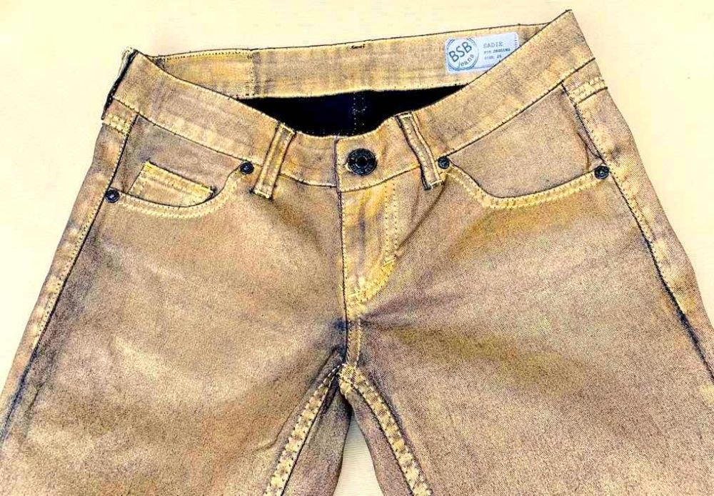 BSB Pantaloni Jeans Denim Conici Gold Glossy Fashion Oferta 1+1
