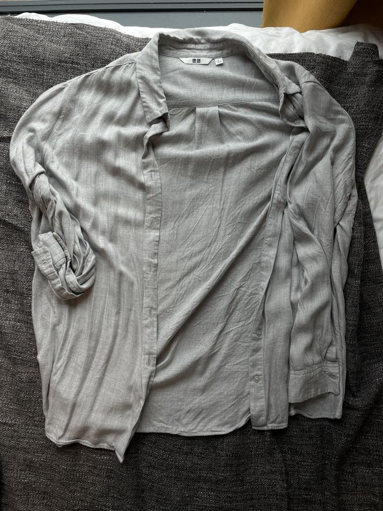 Сива мъжка риза от вискоза Uniqlo