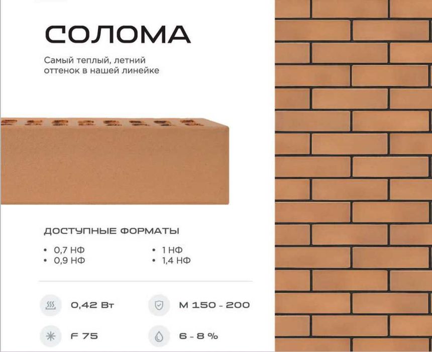 Облицовочный кирпич солома