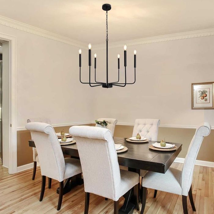 Candelabru modern, Wtuoing, lustra 6 brate, E14, negru