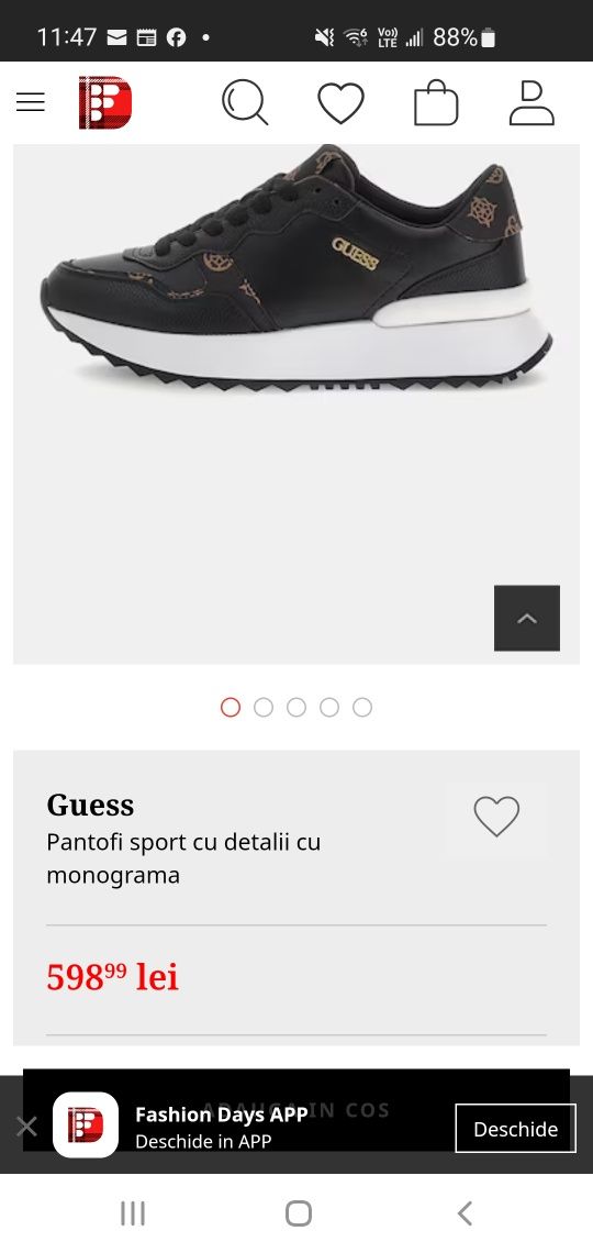 Adidași dama Guess nr 36 talpa inalta- pret 300 ron