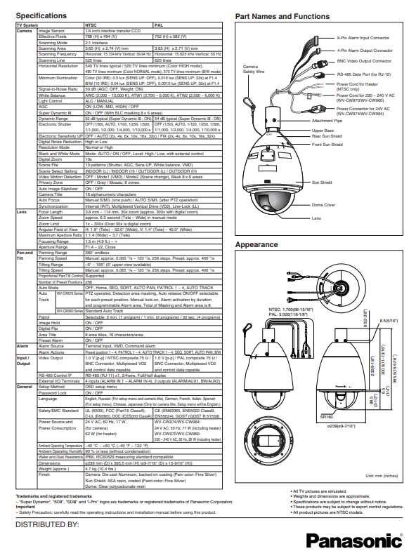 Видеокамера Panasonic WV-CW970