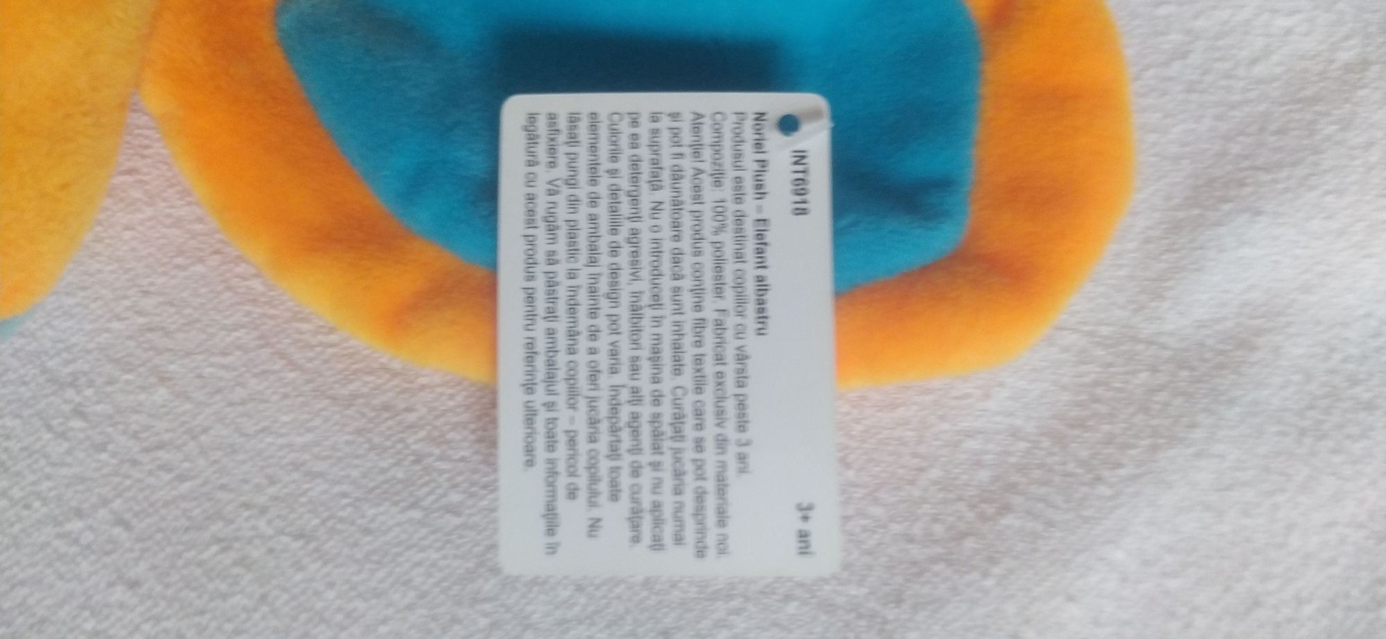 Jucărie din pluș nouă cu etichetă elefant Noriel