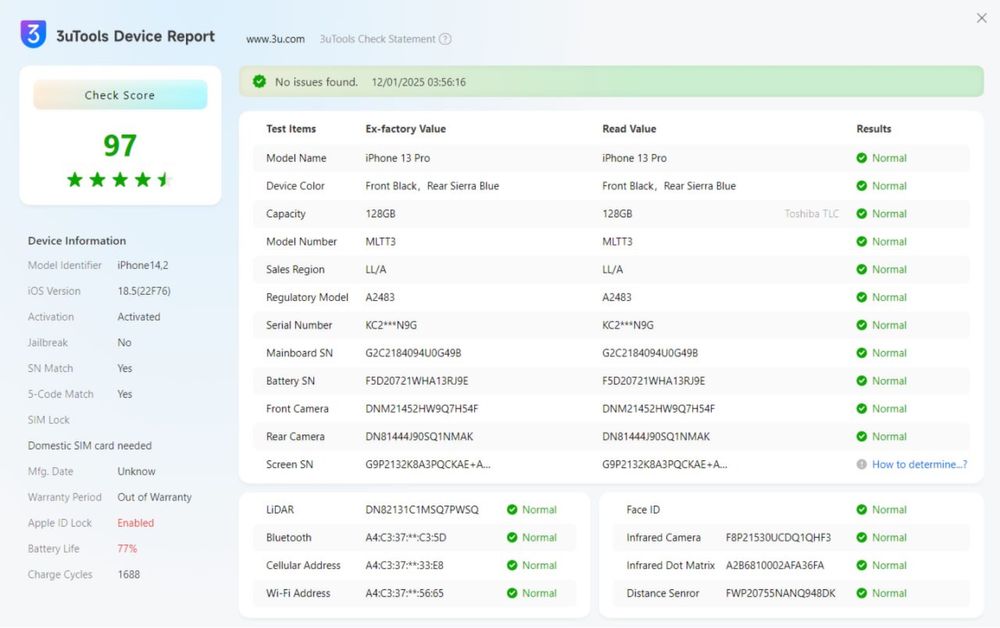 IPhone 13 pro Sierra Blue