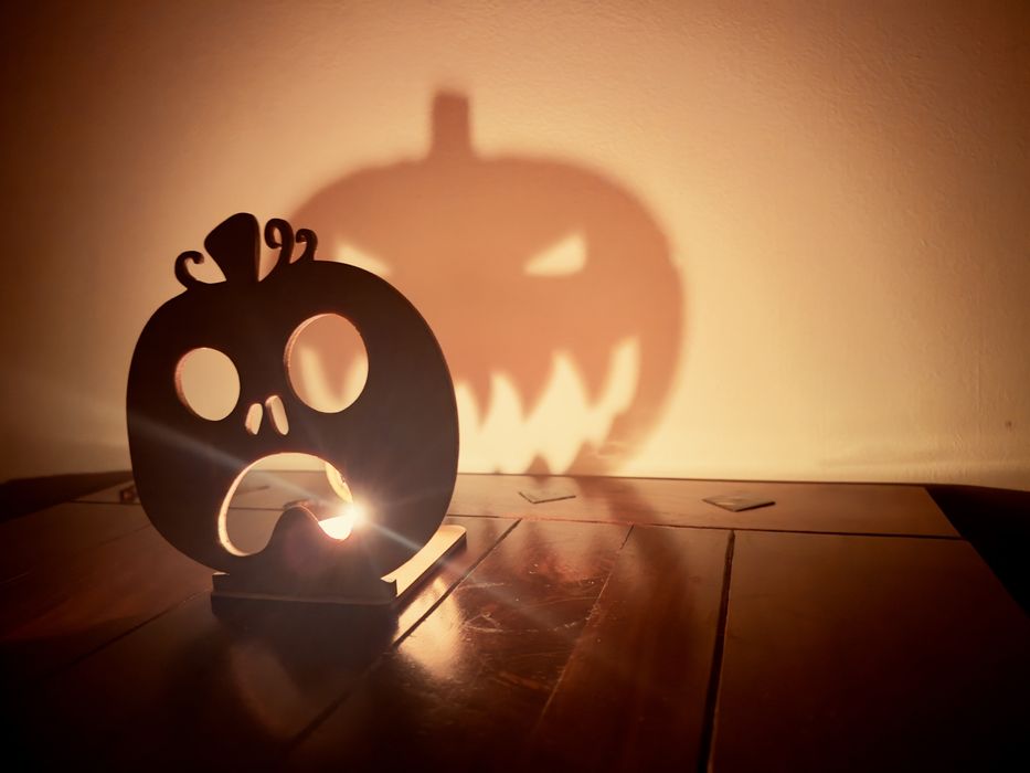 Suporturi de lumânări din lemn – Colecția Halloween Jack-o'-Lantern