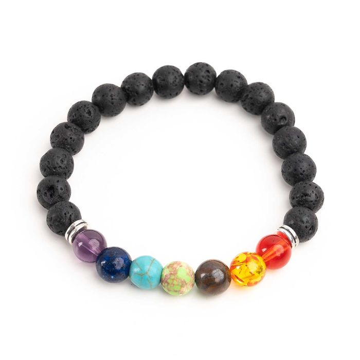 Bratara 7 chakre din lava vulcanica si pietre semipretioase