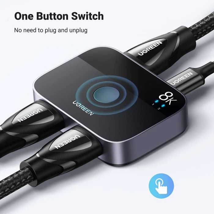 Ugreen HDMI 4K120Hz, 8K60Hz превключвател 2 в 1 изход