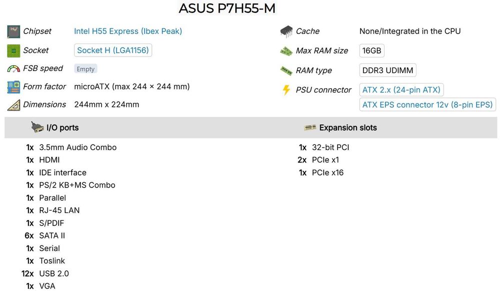 Дъно Дънна платка ASUS P7H55-M LGA 1156 DDR3