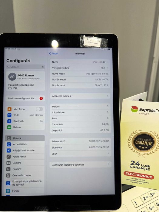 (AG42) Tableta APPLE IPAD 9  *2 ANI GARANTIE* b11667