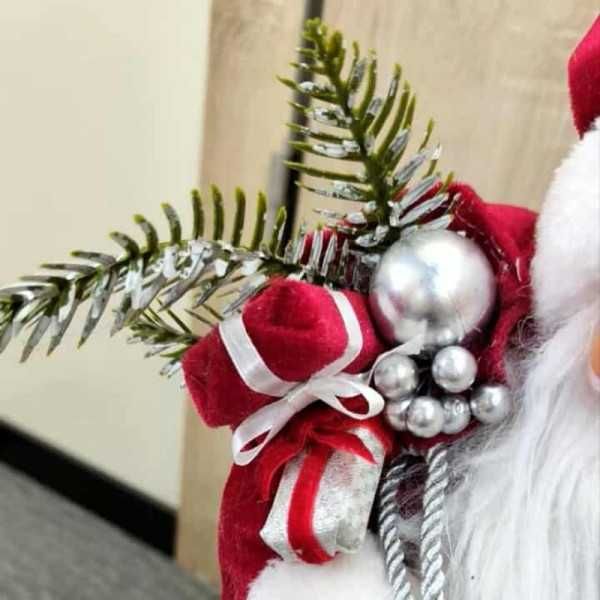 Голям Дядо Коледа с червено палто , торба и фенер, 70х25 см