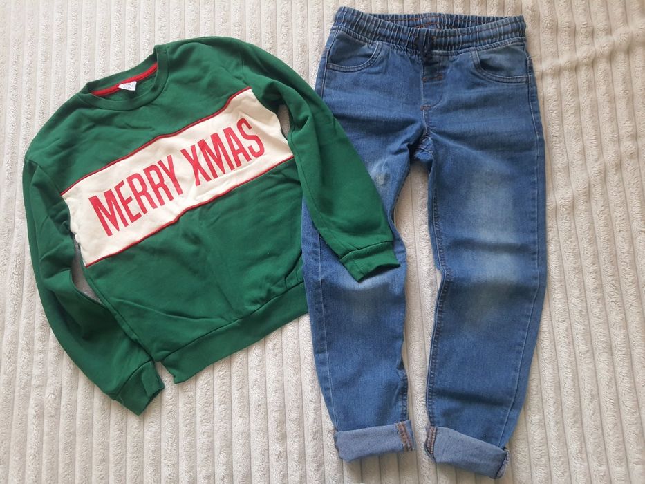 Сет блуза и дънки MERRY XMAS 134 р-р