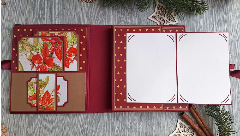 Коледен, скрапбук албум в бордо, ръчна изработка /63.6