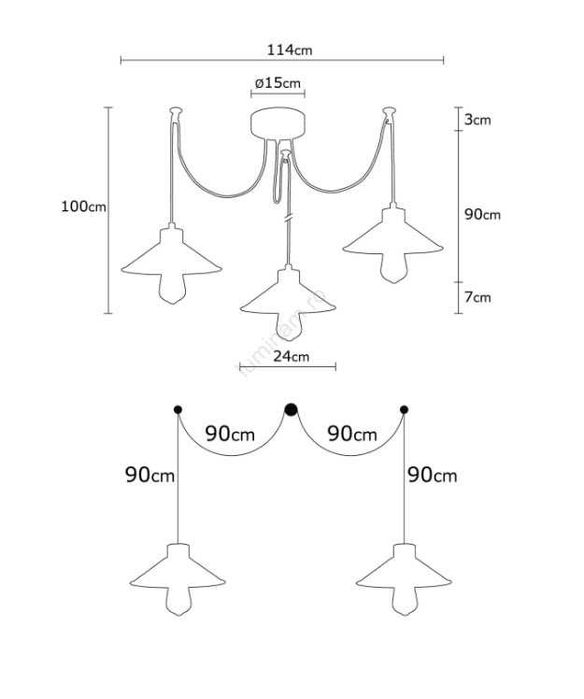 Lustră Manavgat - 3  abajururi - boho - metal