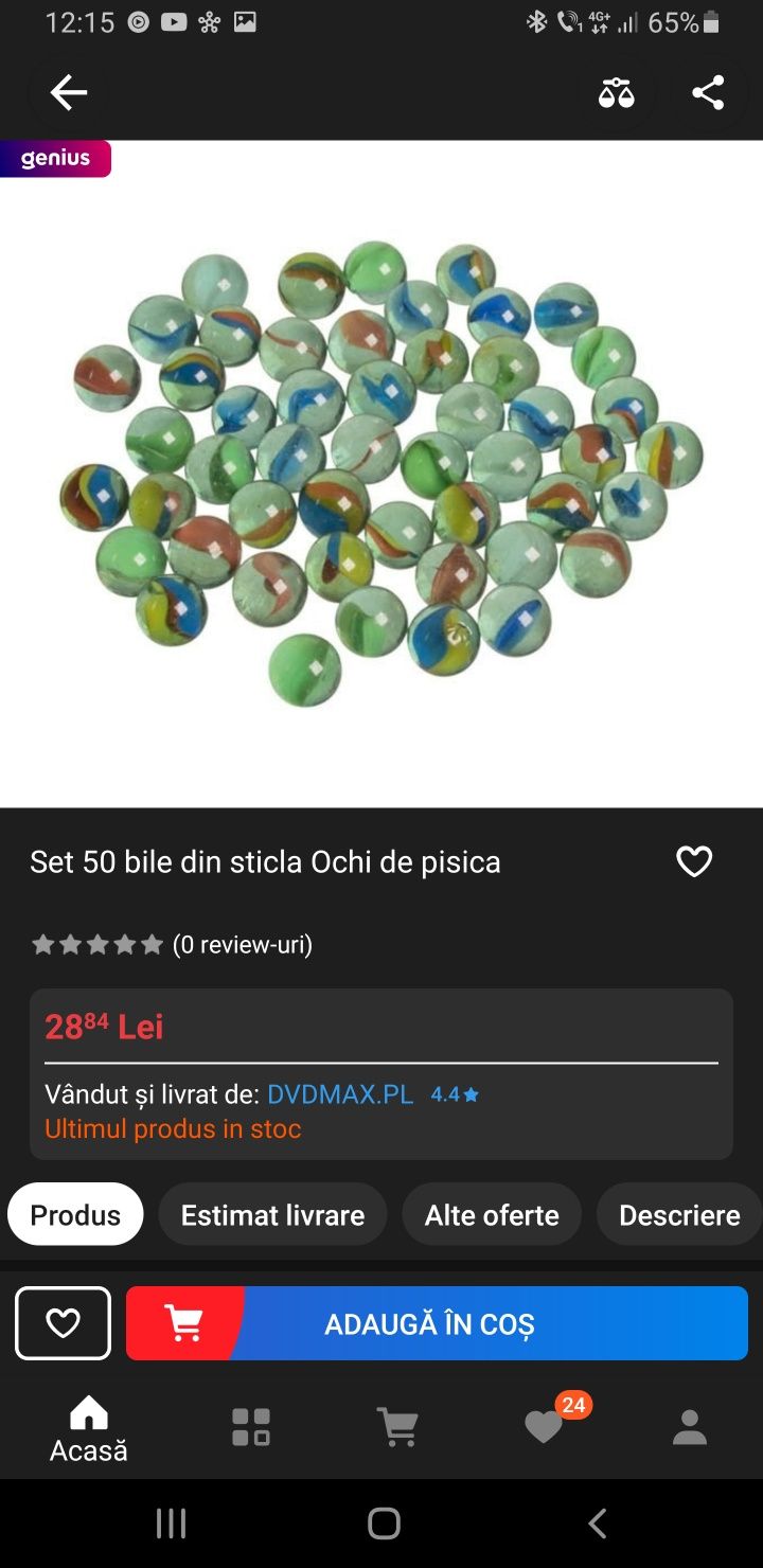 Bile de sticlă ochi de pisica 100buc 16mm