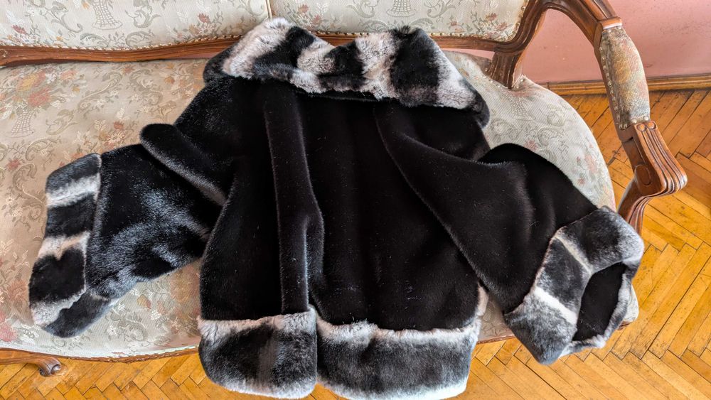 Geacă superbă din blană naturală de iepure Rex (Chinchilla Look)