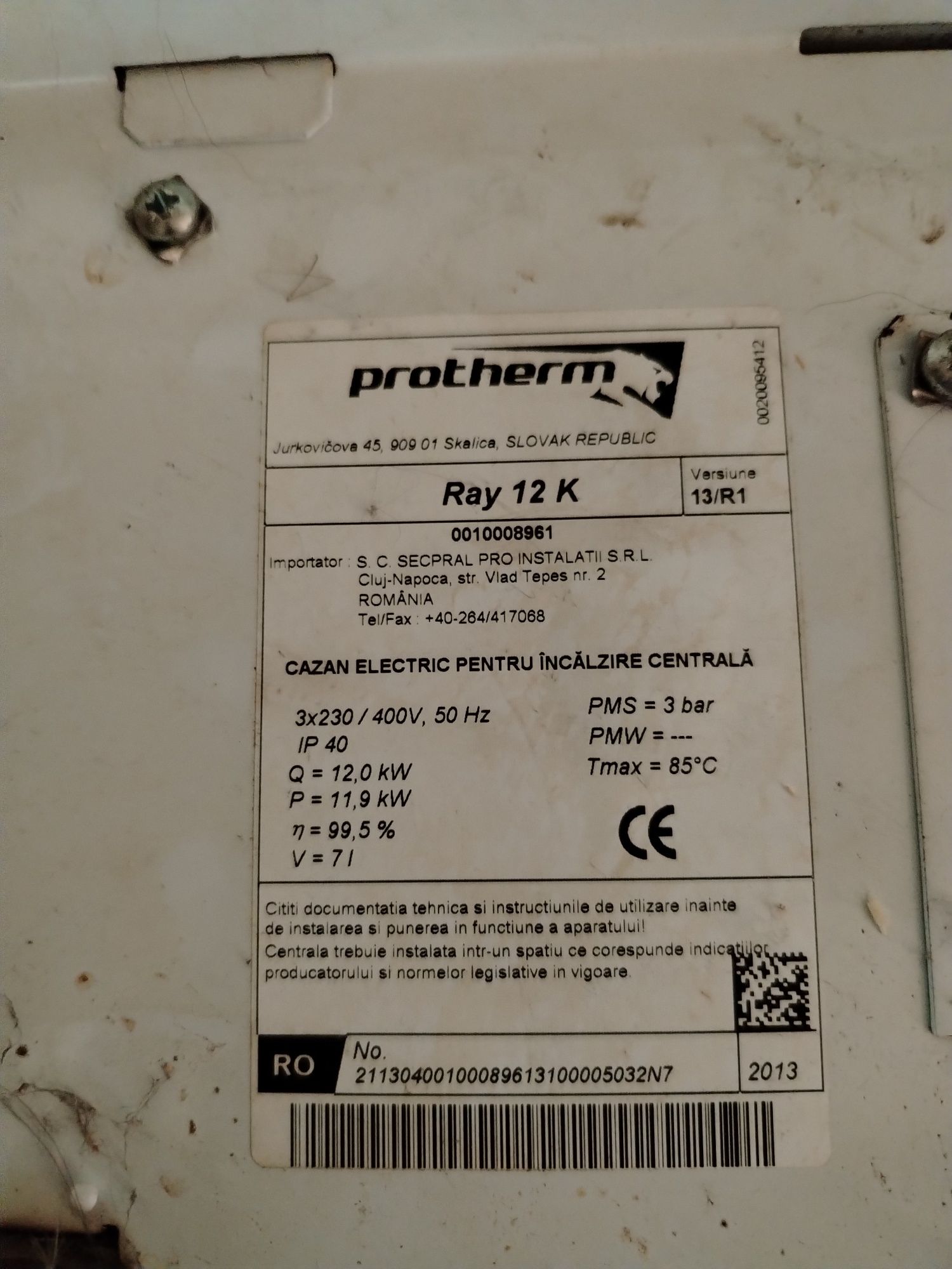 Centrala electrica protherm 9 KW Ray12K folosita