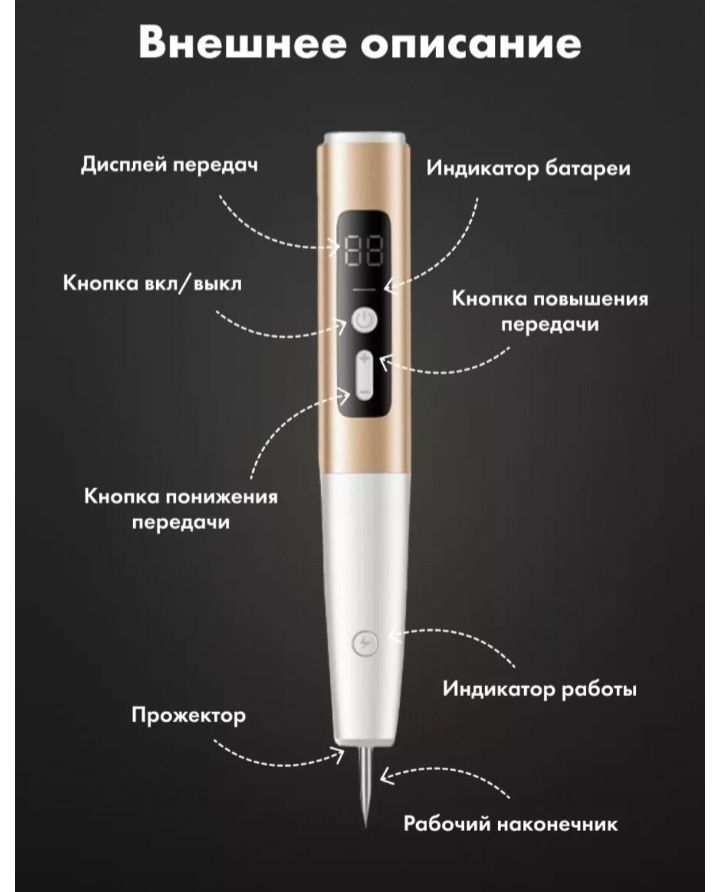 Электронная ручка коагулятор для удаления папилом и тату