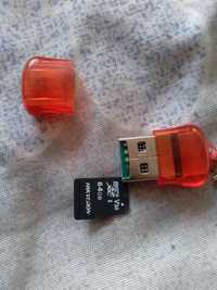 Продам микро карту 64ГБ с картридером USB.2.0. Без торга