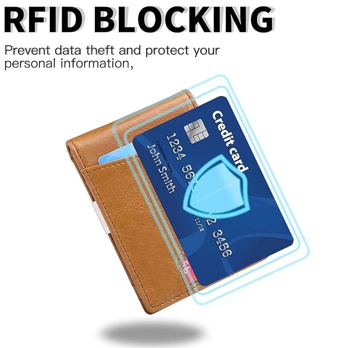 Portofel Piele Barbati,Protectie RFID,Agrafa bani, Maro