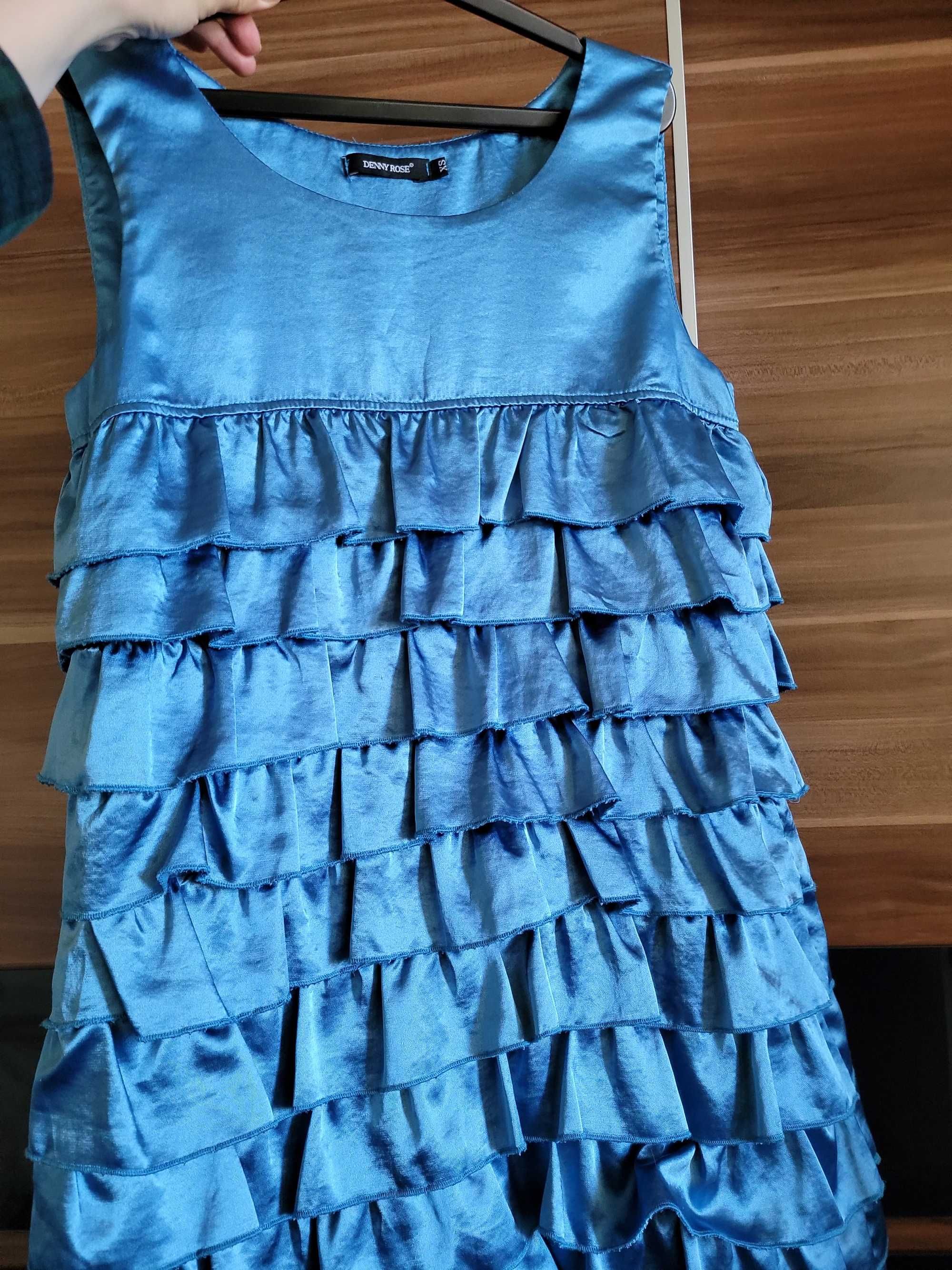 Rochie Deny Rose Blue Metalizat