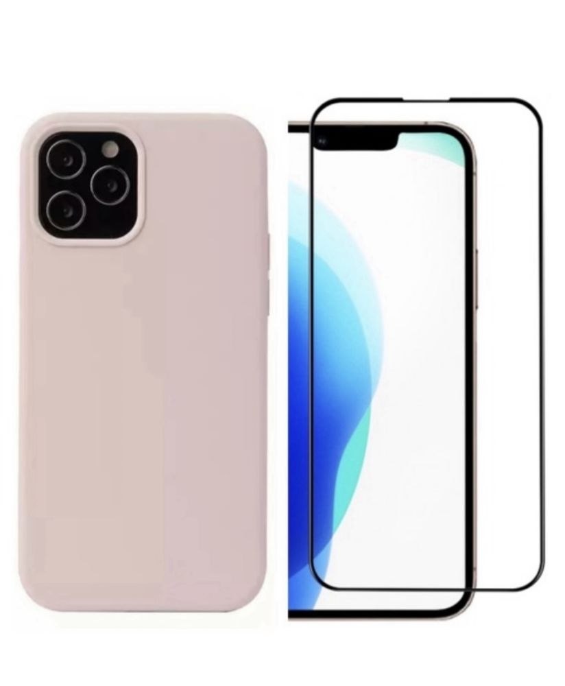 Iphone 11 12 13 PRO MAX Husa Slim Fine Case Silicon + Folie Sticla 9D