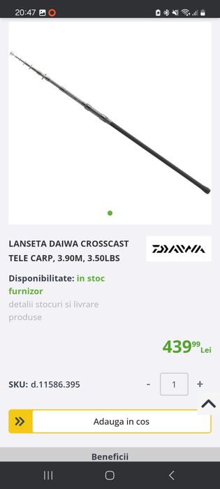 Set 2 lansete daiwa crosscast tele de 3.90m 3,5lb. Noi