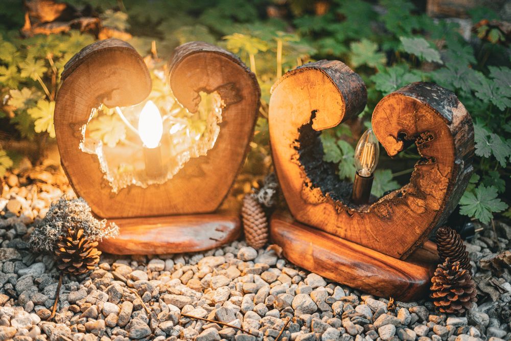 Нощни лампи естествена дървесина