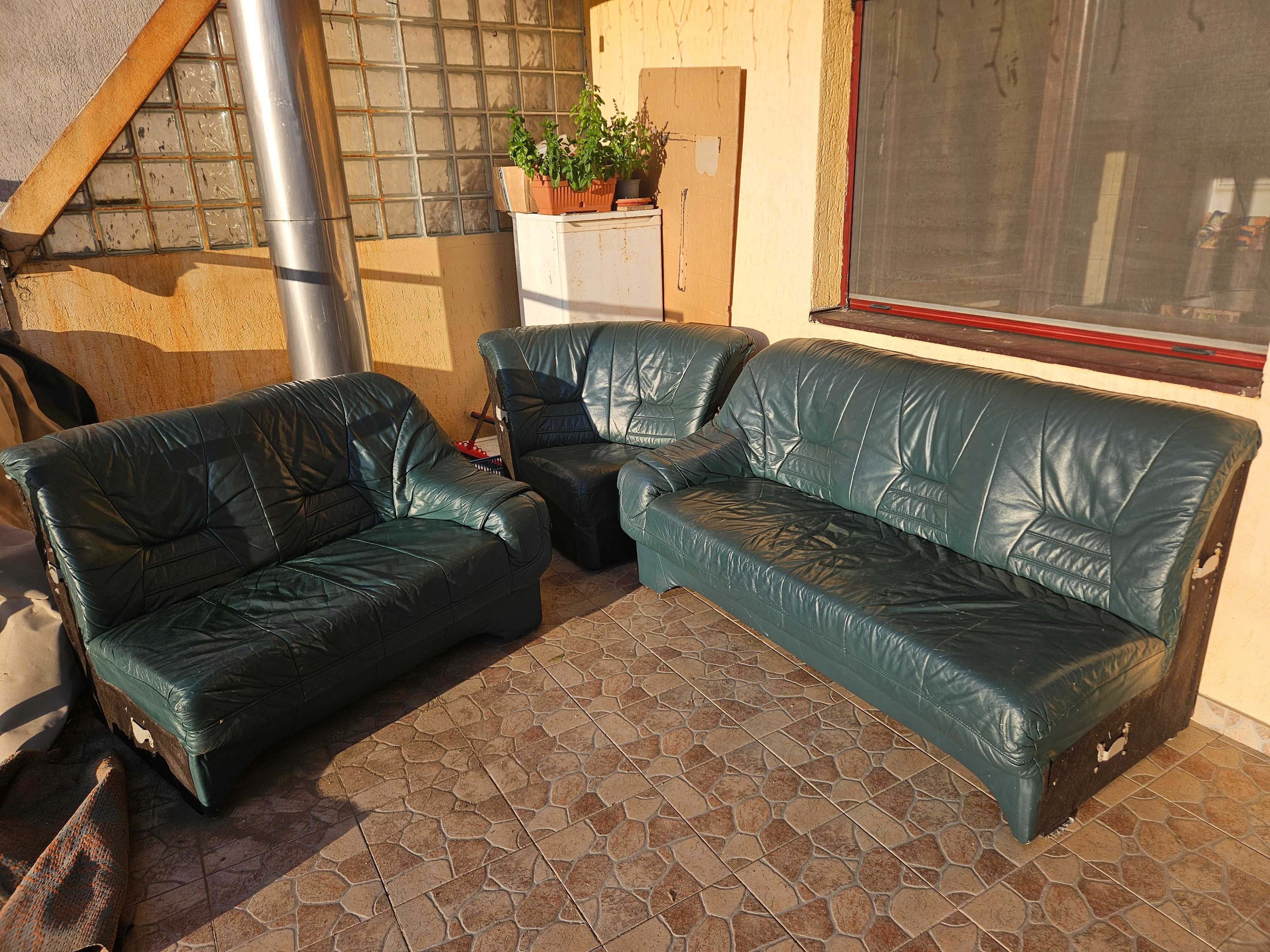 coltar piele 3 piese