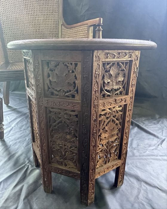 Masă colonială antică pliabilă, indiană, tec 1870