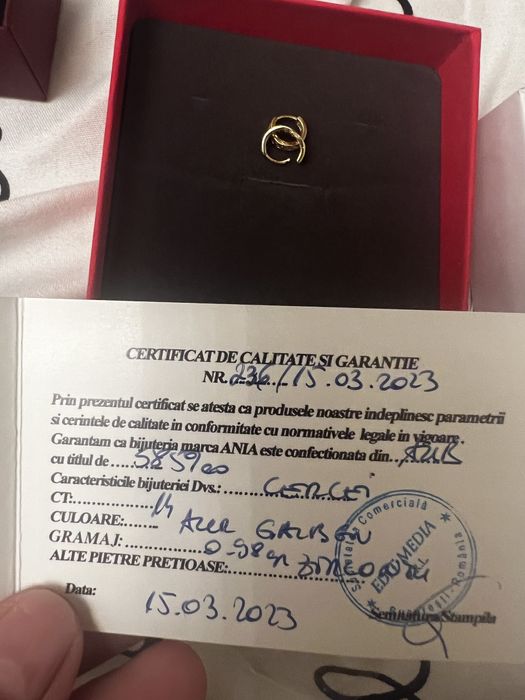 Cercei pentru bebelusi cu certificat de garantie