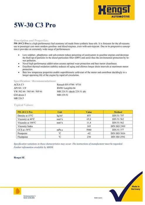 Hengst 5W-30 C3 Pro - Моторное масло (4л)