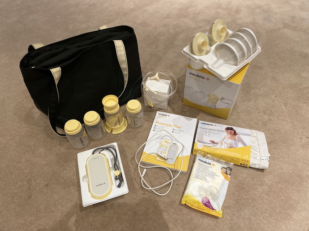 Pompa DUBLĂ MEDELA Freestyle Flex+bustieră susținere pompă(e)