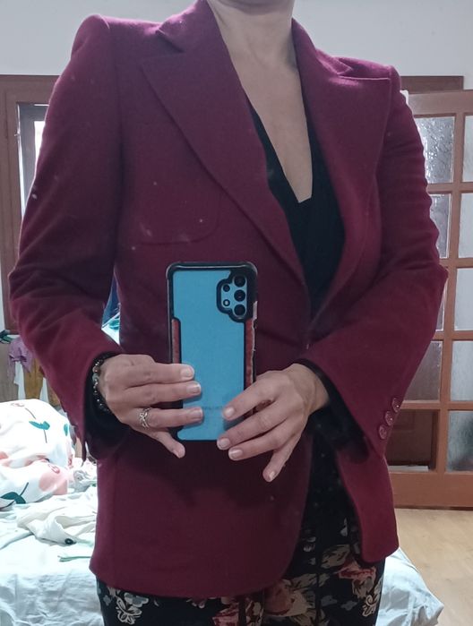 Sacou elegant dama 80% lână, culoare superba fucsia, mărimea 40