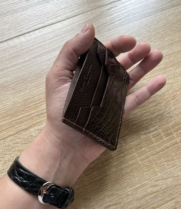 Portcard de lux din piele naturala - crocodil si piele Dollaro