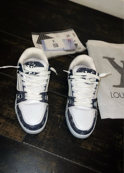 Louis Vuitton LV Trainer Denim Monogram Alb/Bleu