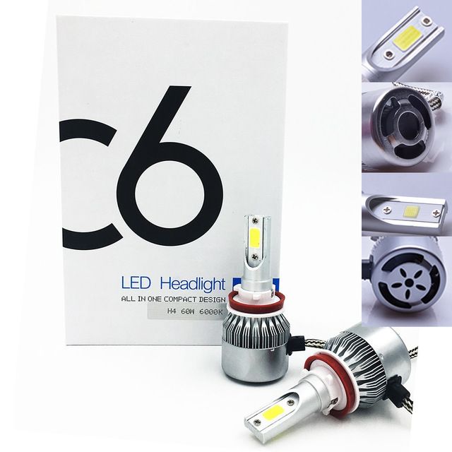 Kit becuri C6 ORIGINAL tip cree cob H1 H7 H8 H11 HB3 HB4 HB5 H27 HB1