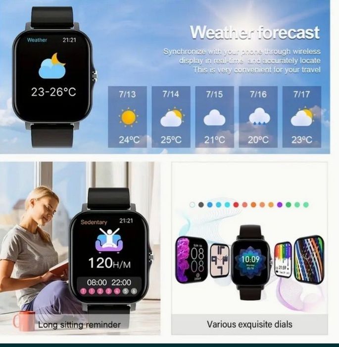 Ceas inteligent fitness unisex negru si alb model 2025 NOU