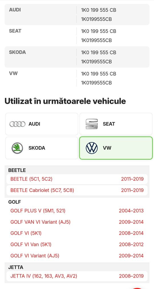 Tampon motor VW/Audi/Seat/Skoda 1.2tsi