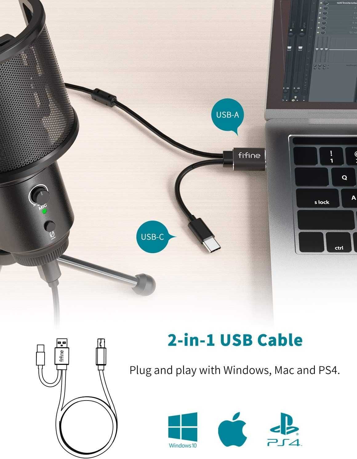 Microfon FIFINE USB de birou cu POP Filter Studio Quality de la 400RON
