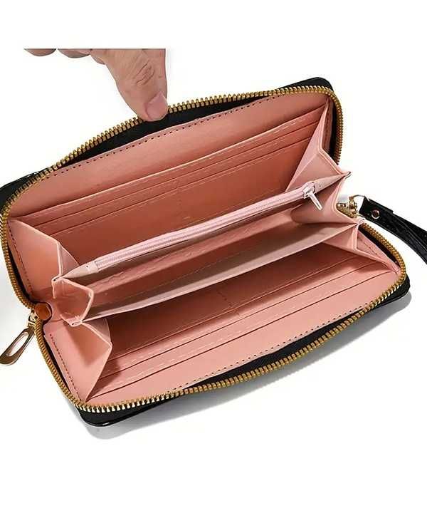 дамски портфейл с крокодилски модел от изкуствена кожа, Синьо, 19x9 cm